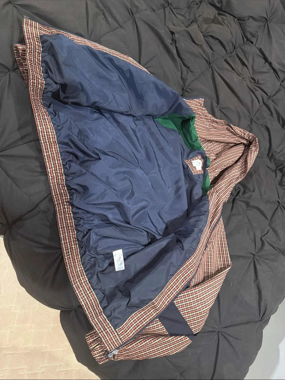 Lacoste Brown & Navy Checked Hooded Windbreaker size M